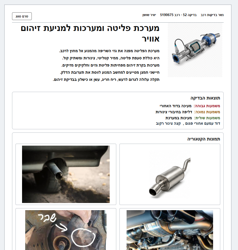 דוח בדיקה אמיתי להדפסה